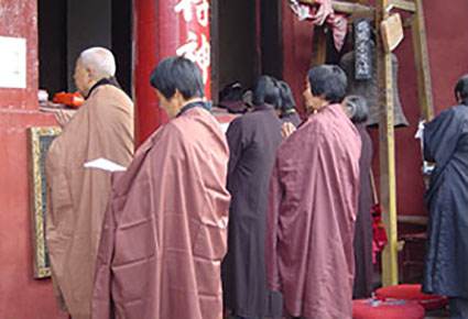 Buddhist nuns at the Tree Ancestors Temple in China