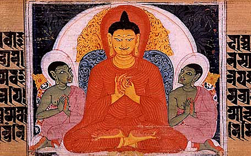 a painting of Buddha teaching the Four Noble Truths