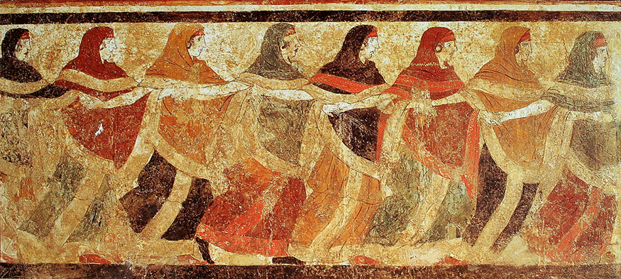 a fresco of dancing Peucetian women