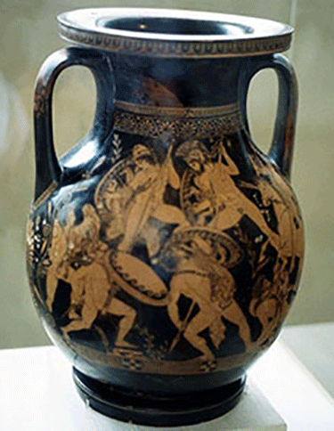 an Ancient Greek vase depicting a battle scene