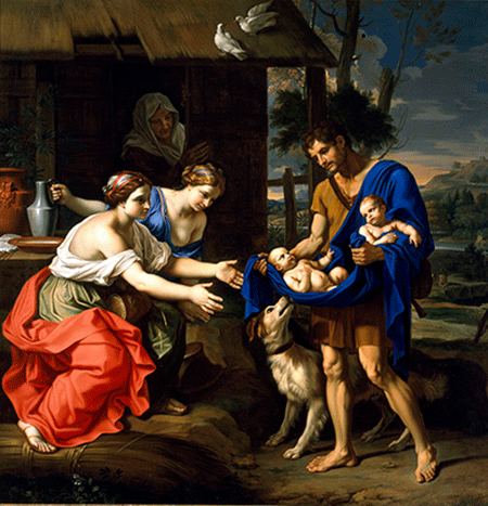 painting of The Shepherd Faustulus Bringing Romulus and Remus to his Wife