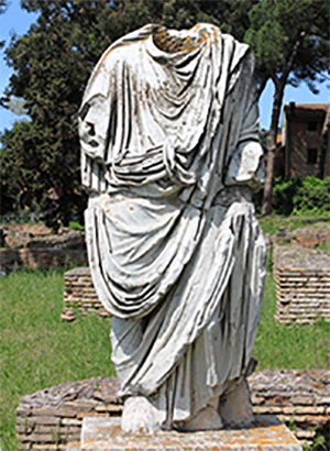 a beheaded statue of a Roman Senator