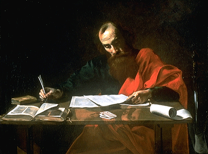 Saint Paul writing his epistles