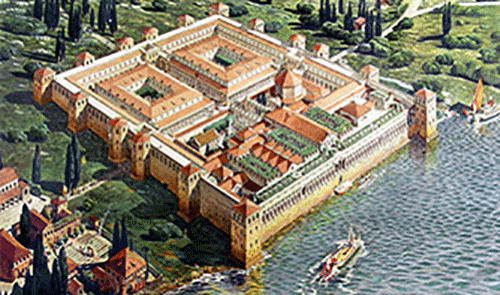 a reconstruction of Diocletian's palace in Croatia