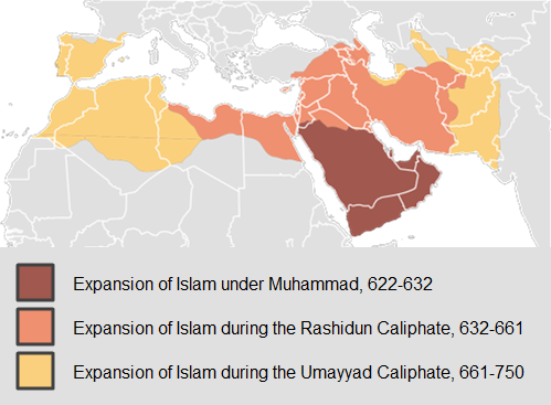 map showing the expansion of Islam