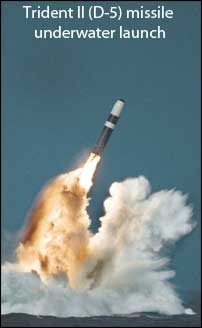 Image of Trident II (D-5) missile underwater launch.