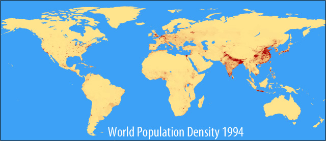 Graph of population density in the world.