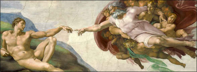 Painting of Adam and God on Sistine chapel