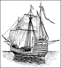 Drawing of Santa Maria sailing ship