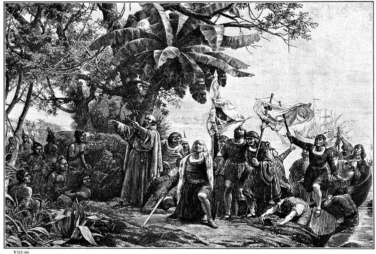 Illustration of Europeans landing in North America