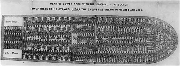 Illustration of slave ship showing lower deck