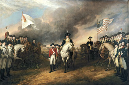 Painting of Lord Cornwallis surrendering at Yorktown