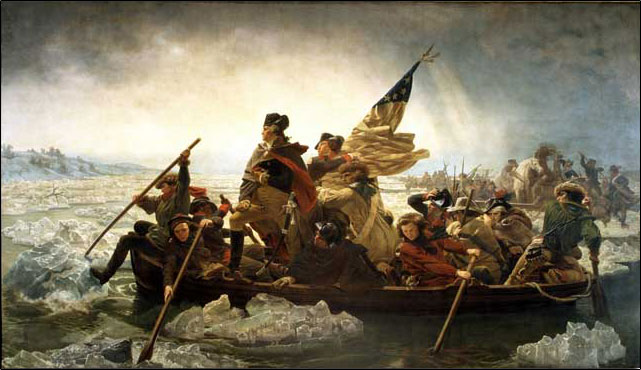 Painting of George Washington Crossing the Delaware.