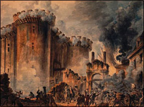 Painting of the storming of the Bastille.