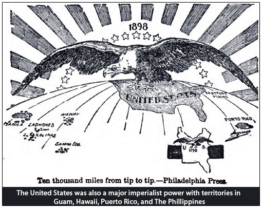 Cartoon showing the extent of American imperialism.