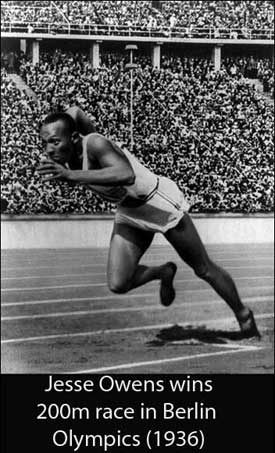 Image of Jesse Owens at Berlin Olympics in 1936.