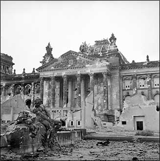 Image of Reichstag after Allied bombing in 1945.