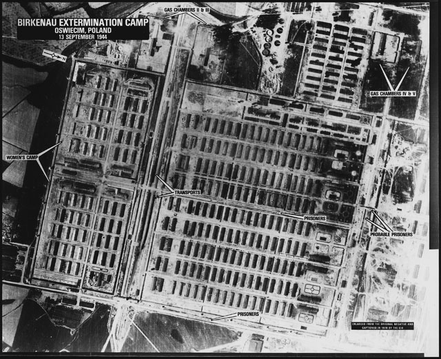 Aerial image of the Birkenau concentration camp.